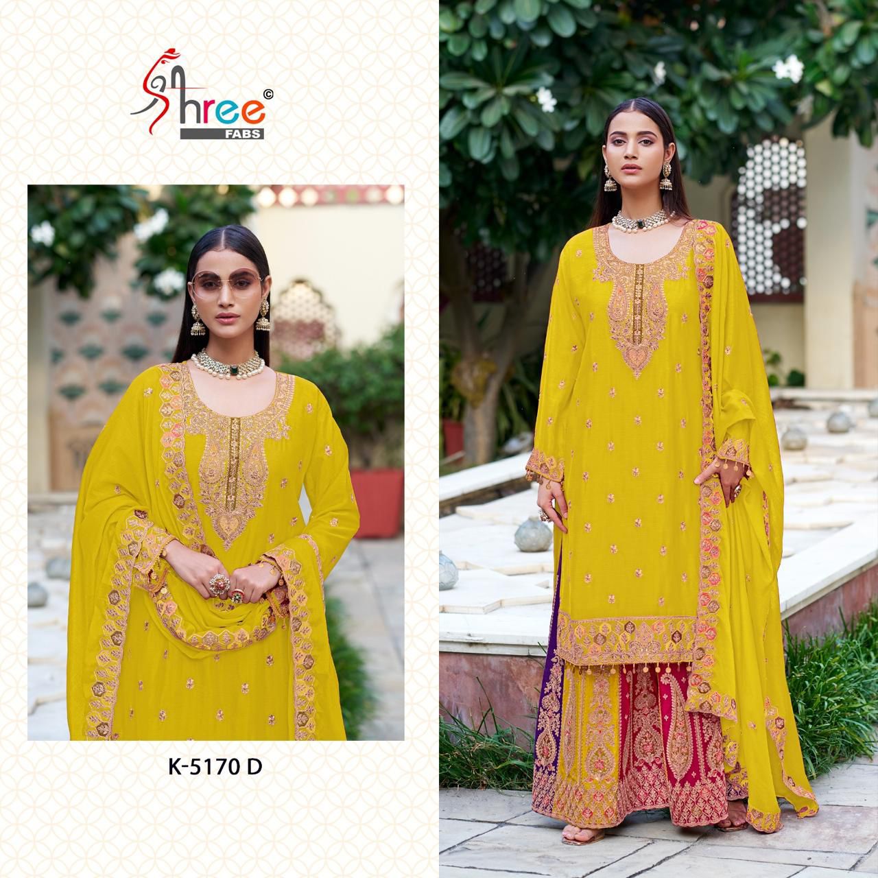 K 5170 By Shree Fabs Chinon Embroidery Salwar Suits Suppliers In India